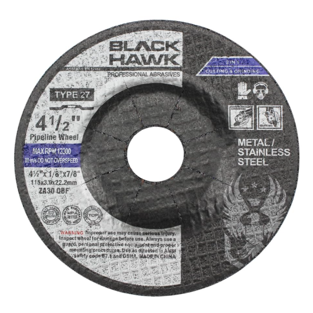 4-1/2" x 1/4" x 7/8" Aluminum Oxide Grinding Disc – Type 27