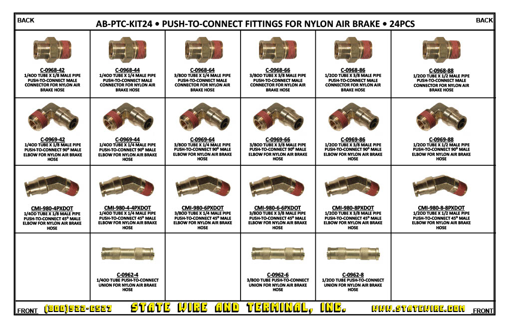 Push-In Fittings for Nylon Air Brake Kit