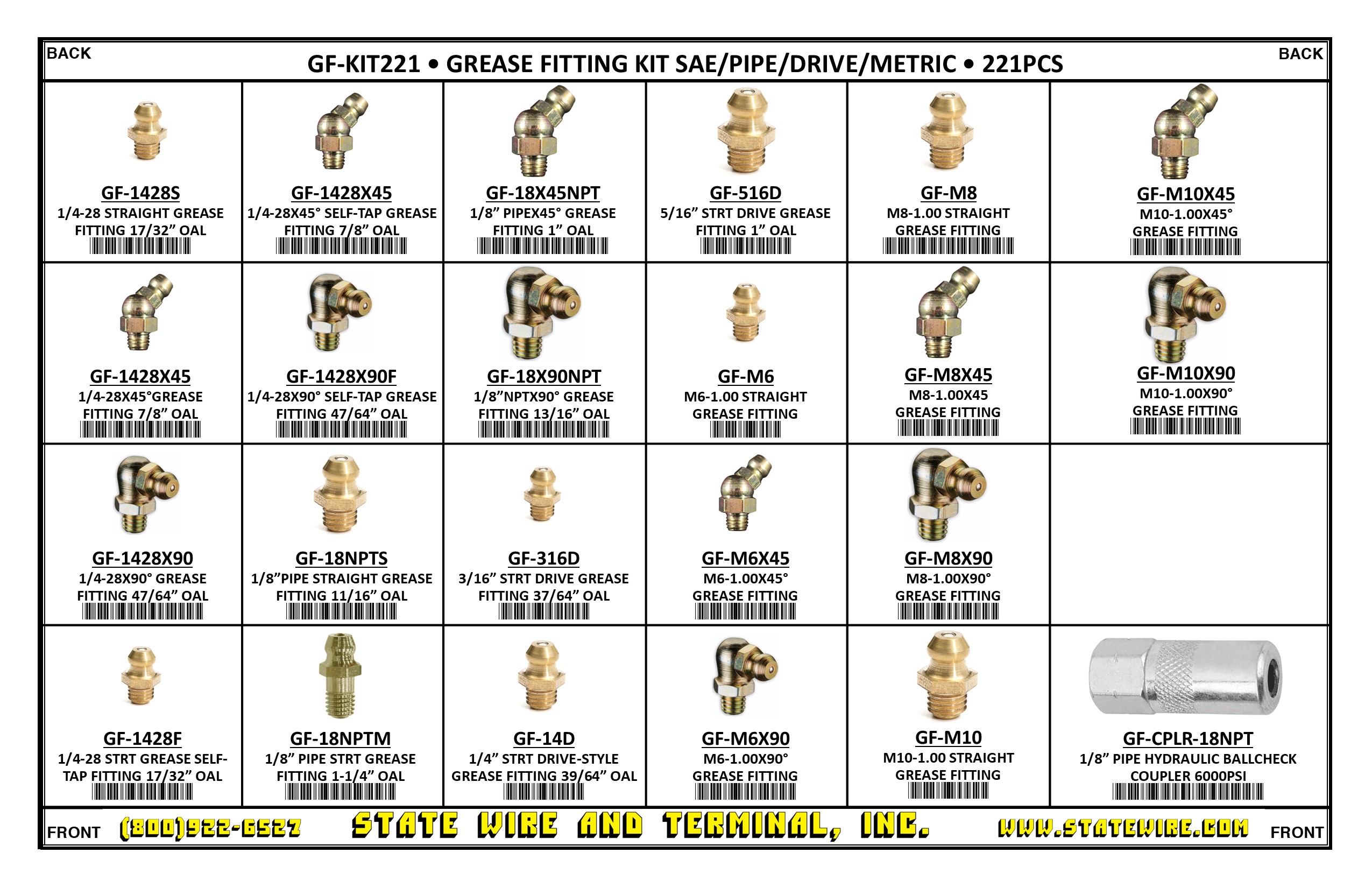 Grease Fitting Kit SAE/Pipe/Drive/Metric