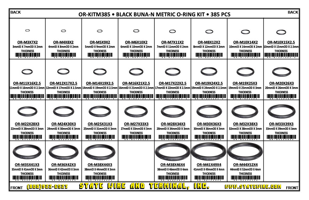 Black Buna-N Metric O-Ring Kit - 385 piece
