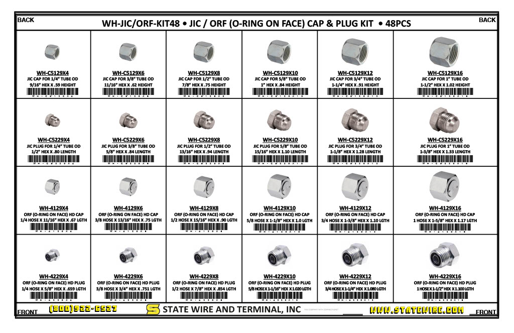 JIC / ORF (O-Ring on Face) Cap and Plug Kit