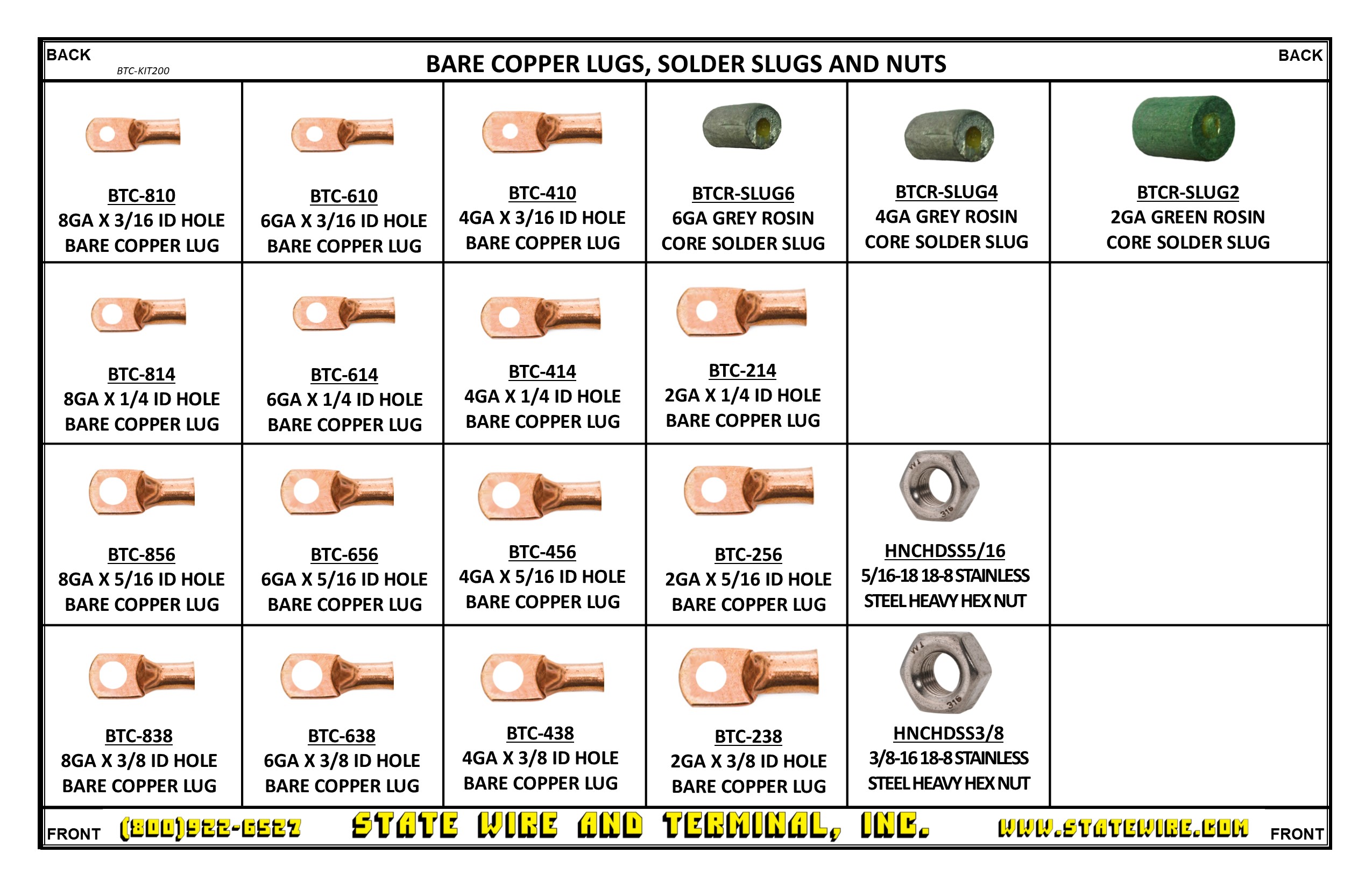 Copper Battery Lug with Slugs and Nuts