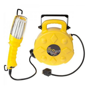 26 Watt Fluorescent Work Light with Single Outlet on 50' Reel