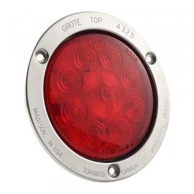 SuperNova® 4" 10-Diode Pattern LED Stop Tail Turn Light - Stainless Steel Theft-Resistant Flange