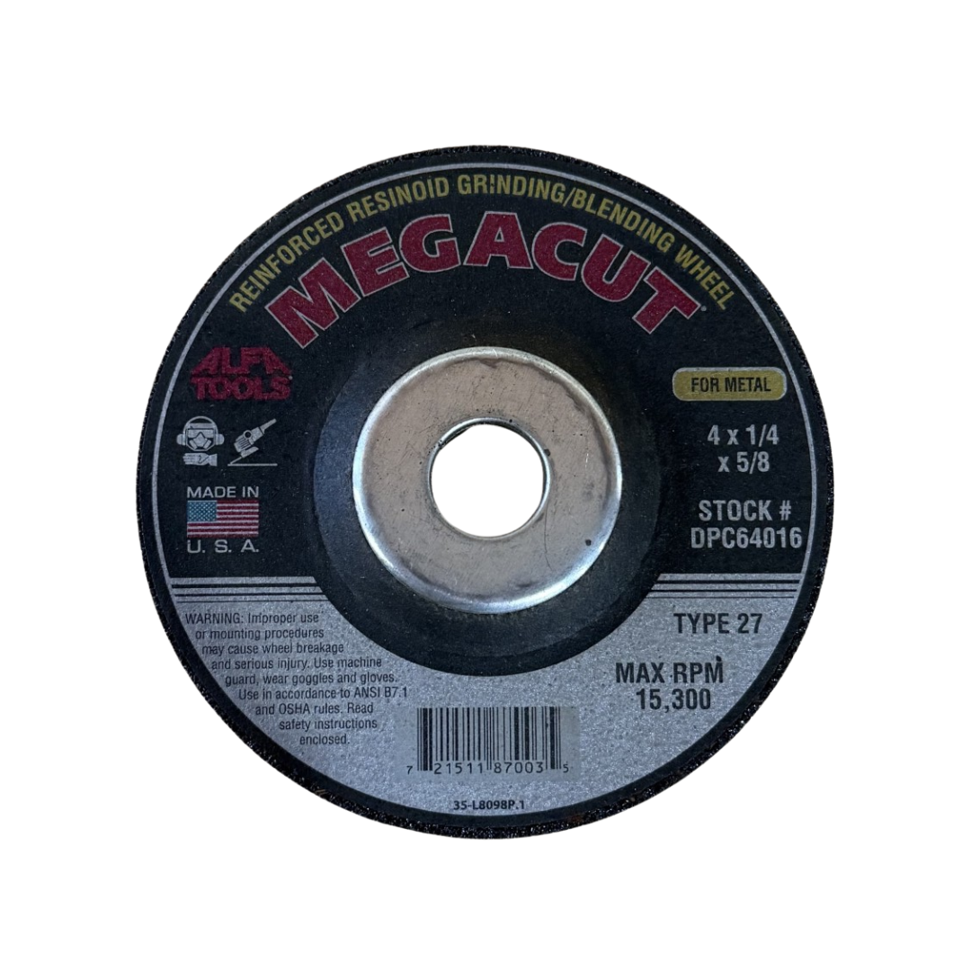 4″ x 1/4″ x 5/8″ Grinding Wheel – Type 27, Aluminum Oxide, Depressed Center