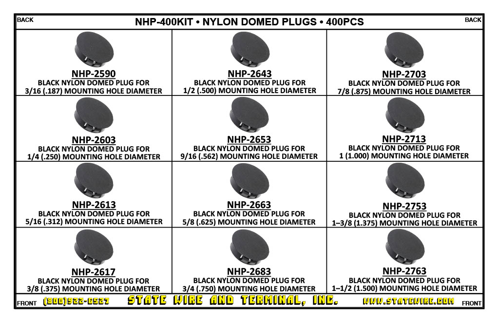 Nylon Domed Plug Kit - 400 Pieces