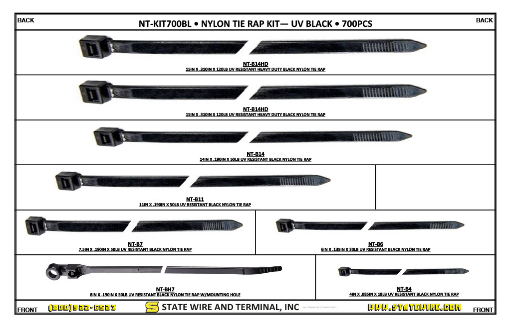 Black Nylon Tie-Rap Assortment