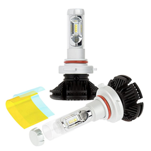 9005 LED Fanless Headlight/Fog Light Conversion Kit with Adjustable Color Temperature and Compact Heat Sinks