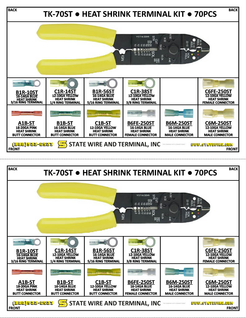 Heat Shrink Terminal with Crimper 70 Piece Kit