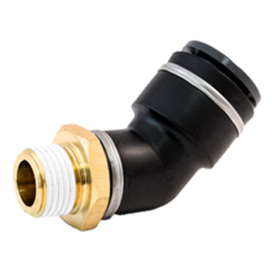Composite DOT Push-To-Connect Air Brake Fitting - 45° Male Elbow - Repositionable - 1/4" Tube, 1/4" Pipe