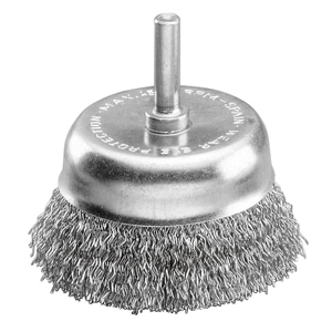 2" Crimped Wire Cup Brush – Coarse – 1/4" Shank – Clamshell Pack – Carbon Steel – Max 5,000 RPM