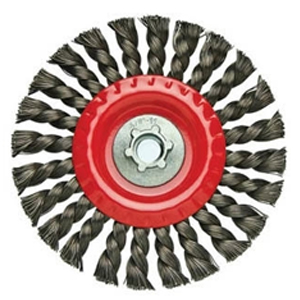 4" Knotted Wire Wheel Brush – Brass Coated – 5/8"-11 Threaded Arbor – Max 15,000 RPM