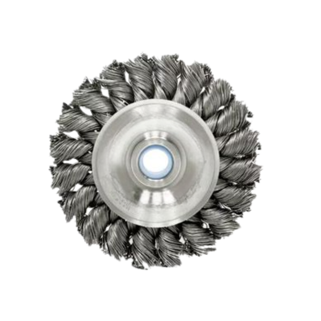 6" Twist Wire Wheel Brush with 5/8"-11 Threaded Arbor