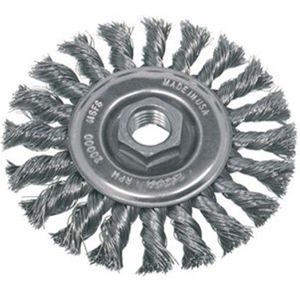 4" x 5/8"-11 Knot Wheel Wire Brush – Carbon Steel – 0.020" Wire – 20,000 RPM Max