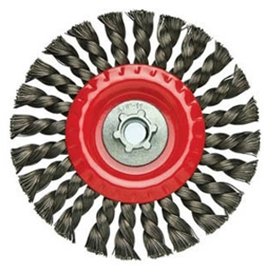 6" Knotted Wire Wheel Brush – Brass Coated – 5/8"-11 Threaded Arbor – Max 9,000 RPM