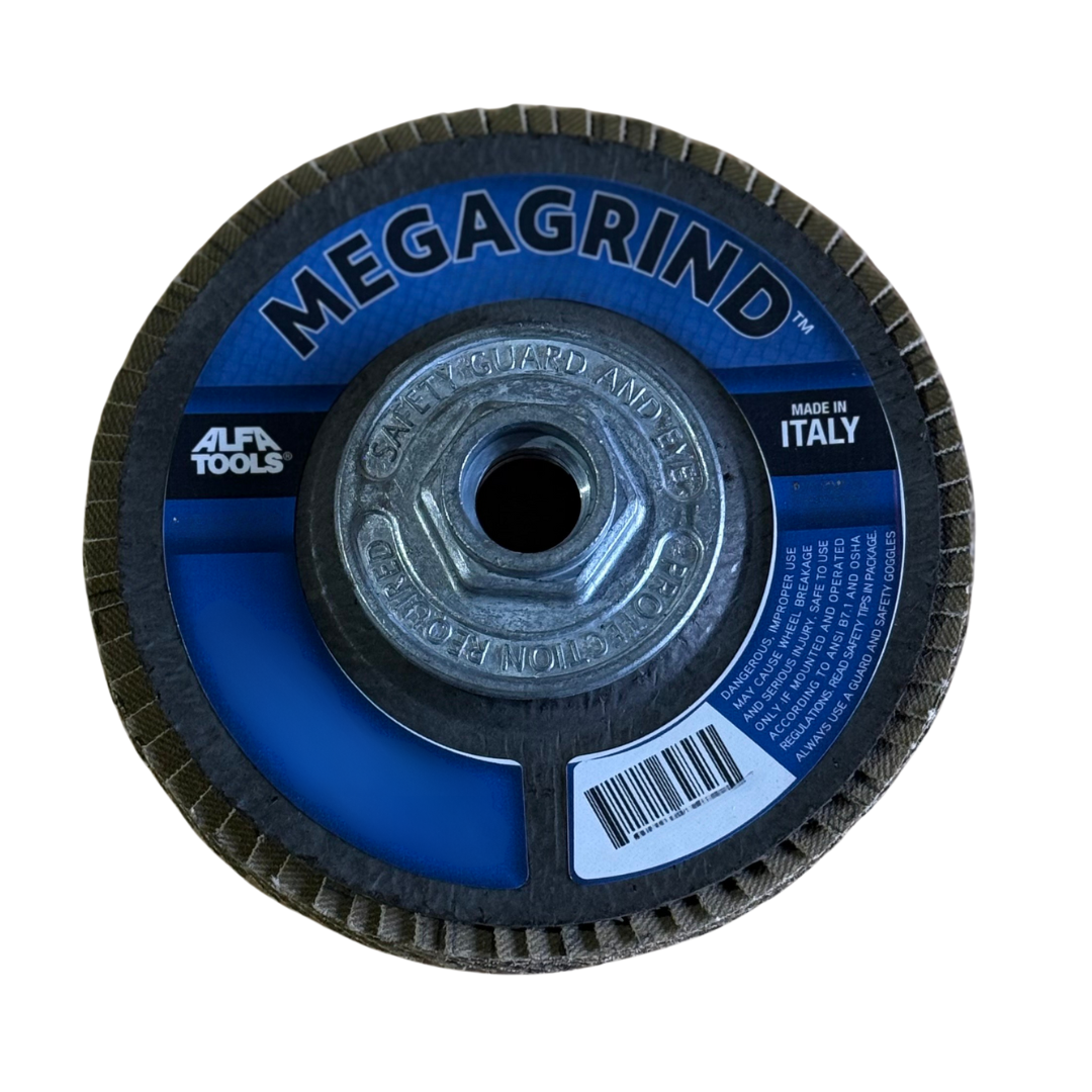 4-1/2" Flap Disc, 36 Grit Zirconia, Type 29 (Beveled) with 5/8"-11 Threaded Arbor Nut